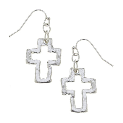 Susan Shaw - Silver Cross Earrings