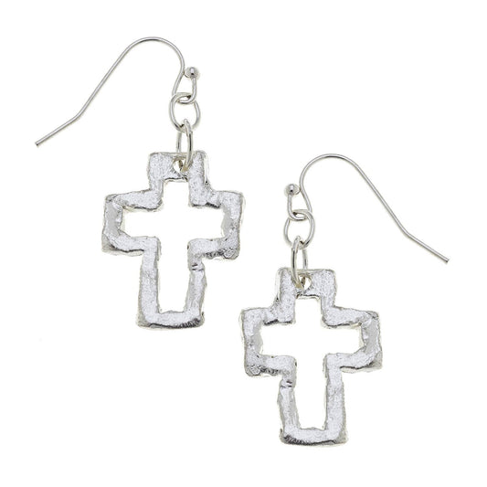 Susan Shaw - Silver Cross Earrings
