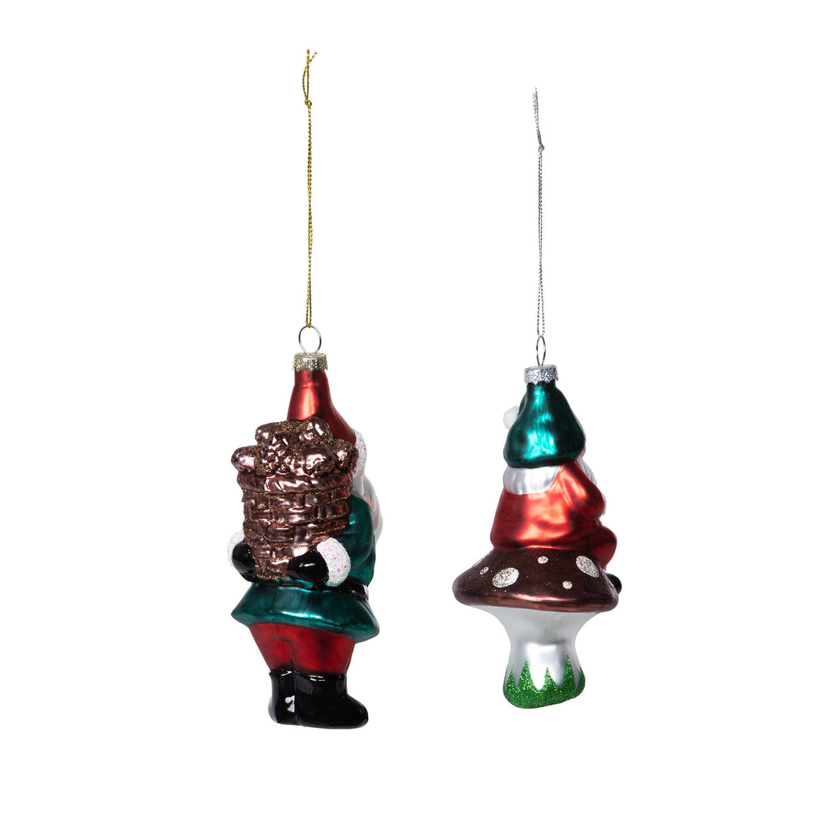 Nordic Gnome Glass Ornament , 2 Assorted Styles