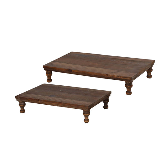Wood 19 in Brown Rectangular Planter Risers