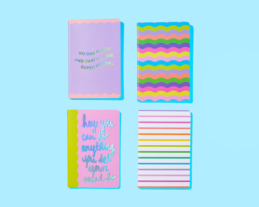 Taylor Elliott Designs - Mini Notebook Set - Neon + Foil - 4 Piece Set