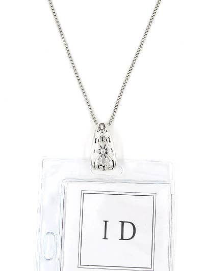 Filigree Cutout Metal ID Holder & Necklace