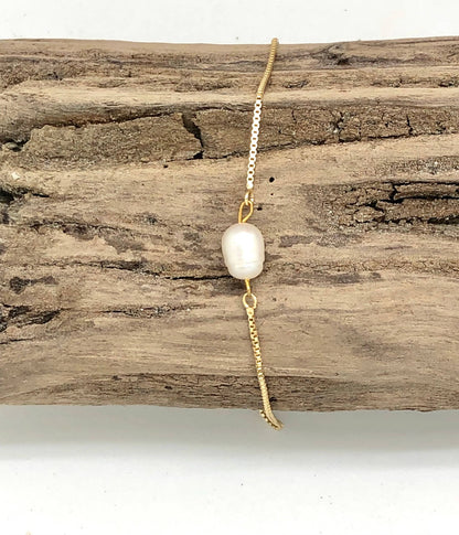 Bracelet Drawstring Single Freshwater Pearl Gold