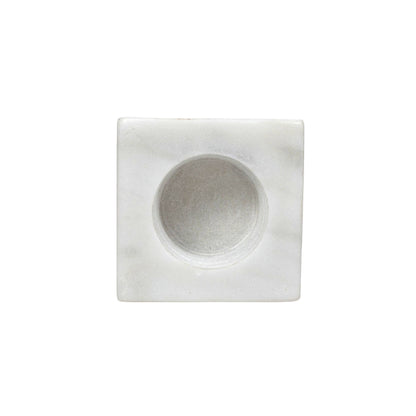 Fleur White Marble Tealight Candle Holder