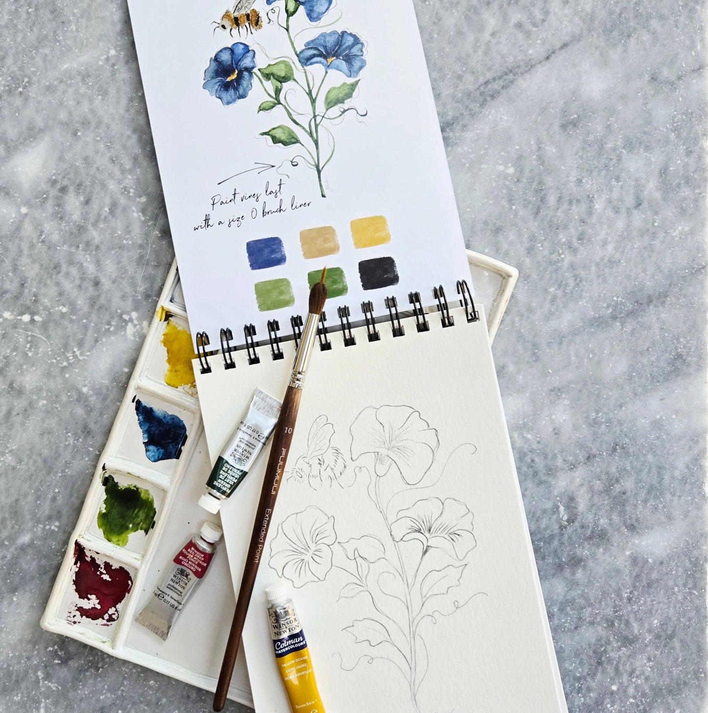 Watercolor Workbook, Spiral Bound, Birth Month Flowers