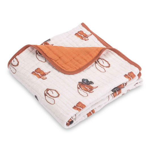 LollyBanks - Life Is Better In Boots Western Baby Toddler Muslin Blanket