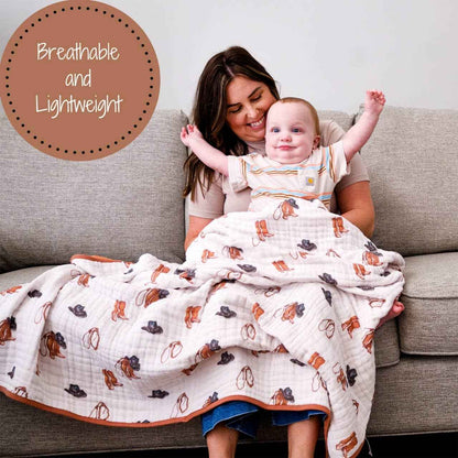 LollyBanks - Life Is Better In Boots Western Baby Toddler Muslin Blanket