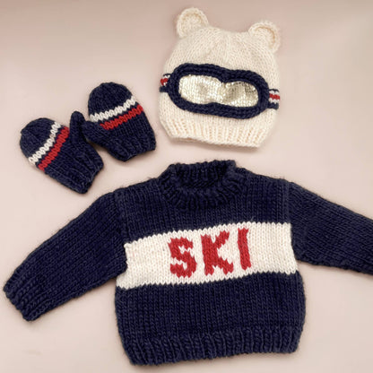 Suéter de esquí azul marino | Suéter de invierno para la nieve para bebés y niños