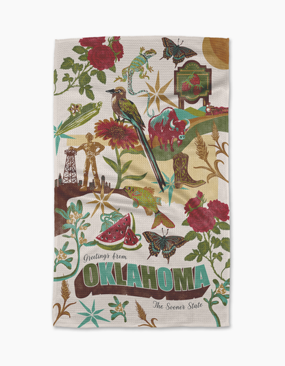 Geometry - Greetings From Oklahoma Tea Towel
