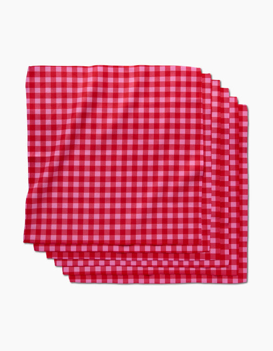 Geometry - Cherry Gingham Dinner Napkin Set
