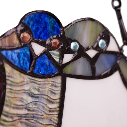 15"W Birds in Love Stained Glass Window Panel