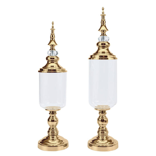 Clear Glass Candy Jars With Lid Gold-Set of 2