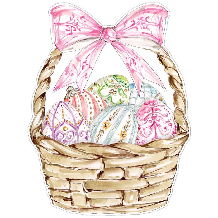 Easter Basket  Pink Bow Posh Die-Cut Placemat -RosanneBeck Collections