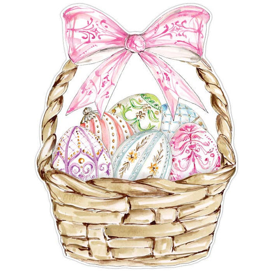 Easter Basket  Pink Bow Posh Die-Cut Placemat -RosanneBeck Collections