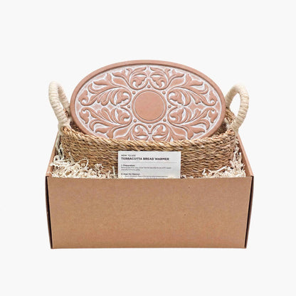 Handmade Bread Warmer & Wicker Basket - Vintage Vine Oval
