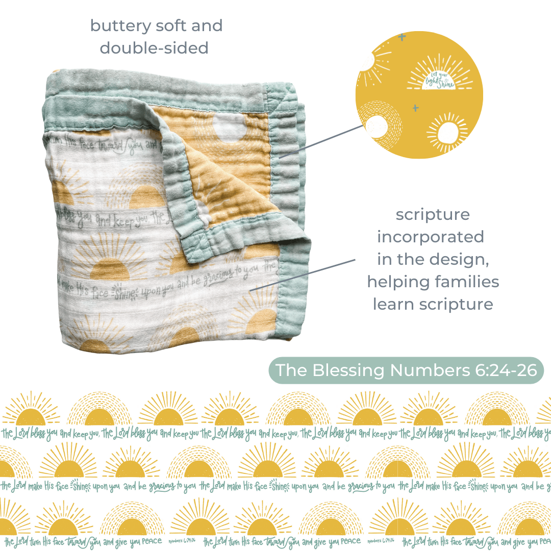 The Little Rose Shop - The Blessing Luxury Double Sided Muslin  Blanket