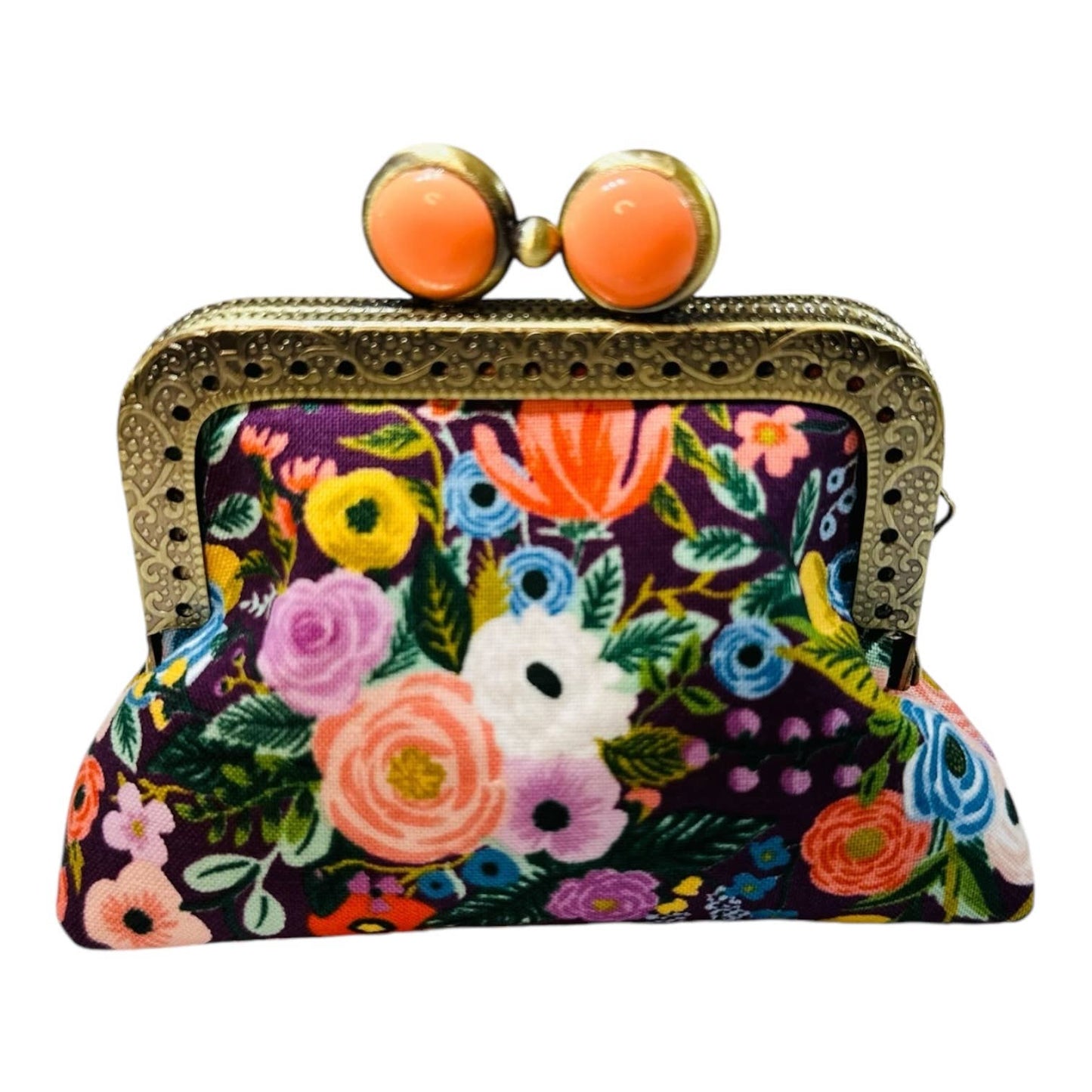Mini Clutch Coin Purse - Petite Floral Plum