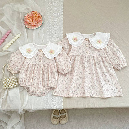 Baby Girls Flower Long-sleeved Bodysuit