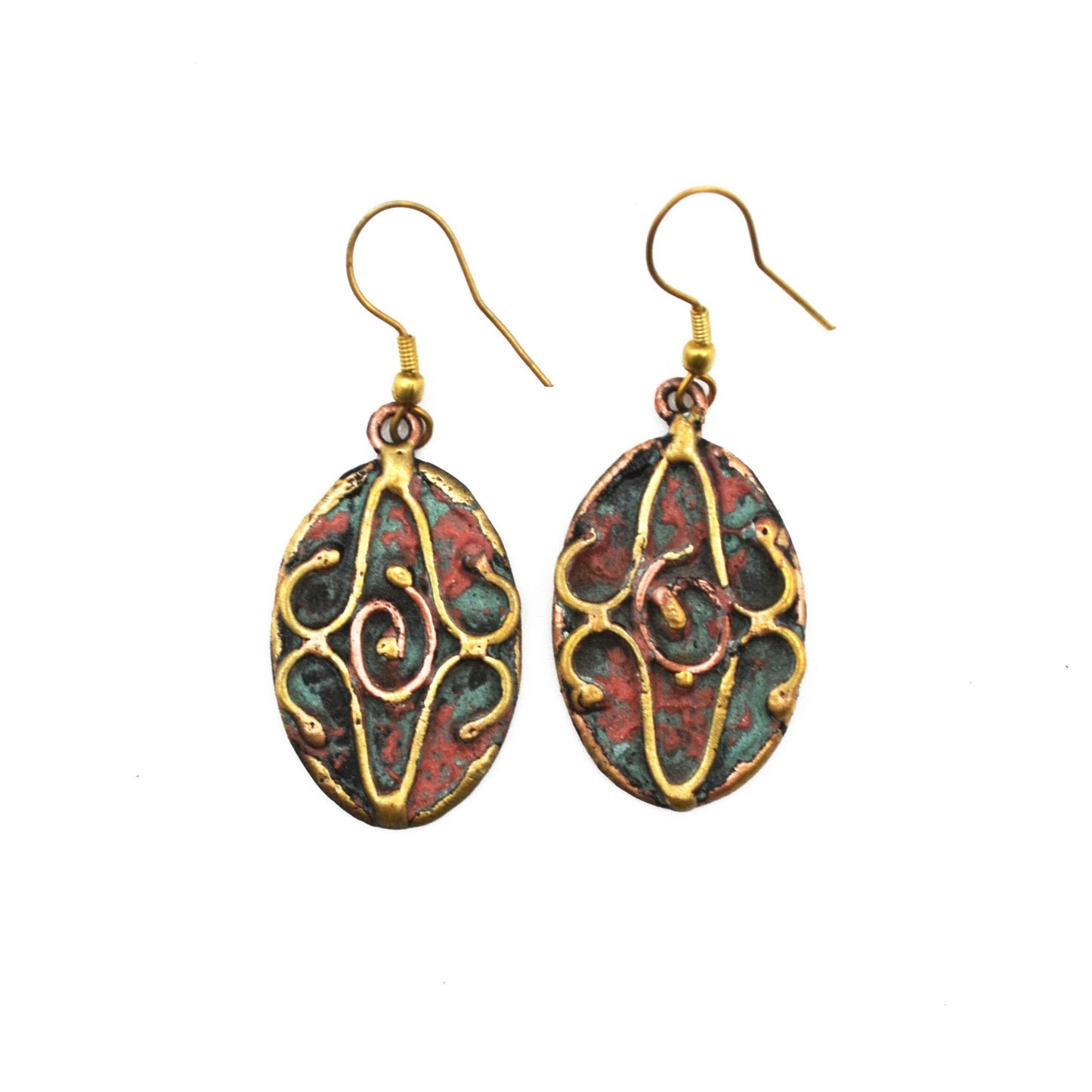 Brass Patina Curled Earrings