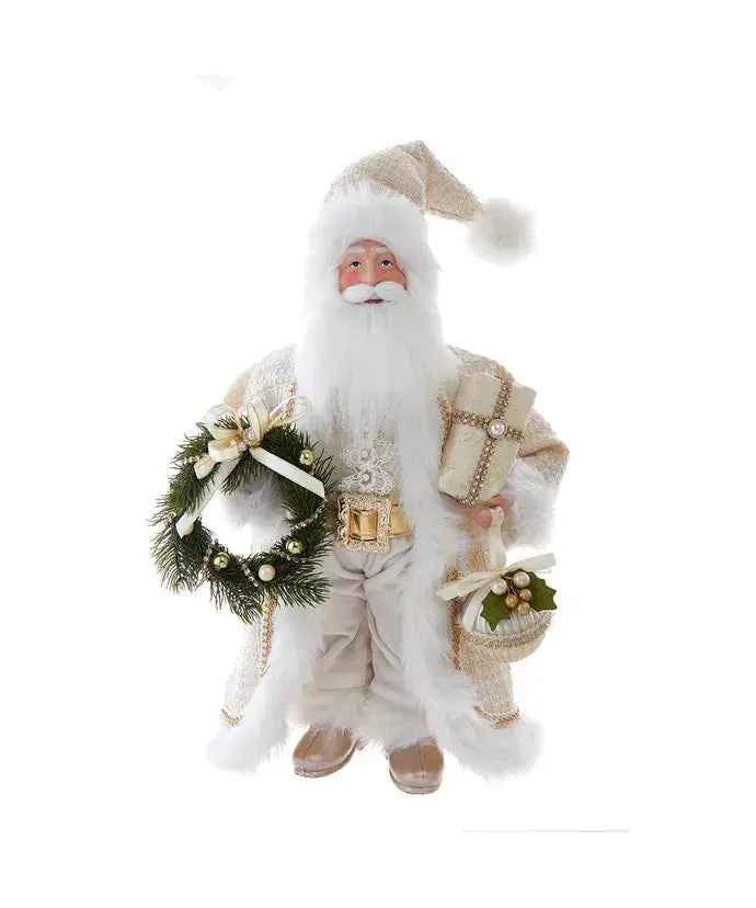 18" K.Klaus Cream Santa W/Gift+Wreath