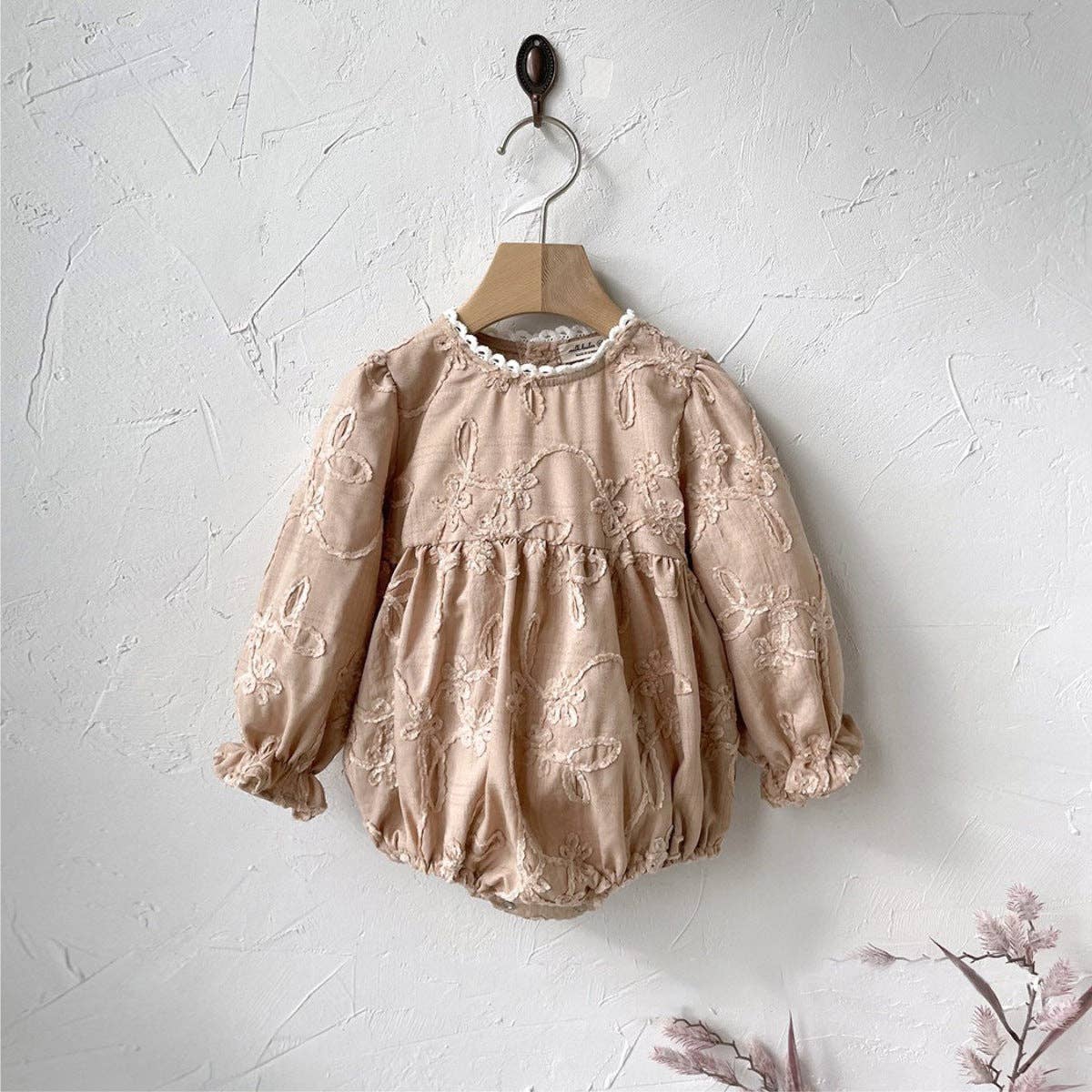 Baby Girl Jacquard Embroidered Romper