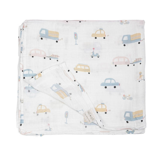 Bamboo Muslin Swaddle Blanket Automobile