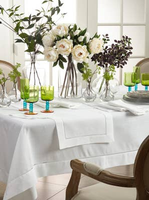 White Classic Hemstitched Tablecloth