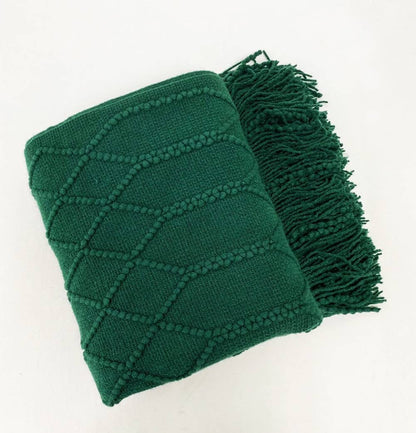 Rhombus Diamond Knit 50x60 Inch Throw Blanket