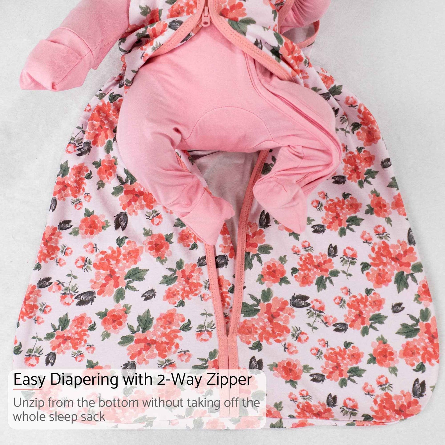LollyBanks - Pink Peony Baby Sleep Sack 100% Organic Cotton