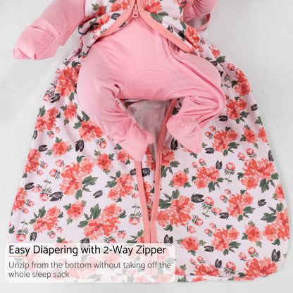 LollyBanks - Pink Peony Baby Sleep Sack 100% Organic Cotton
