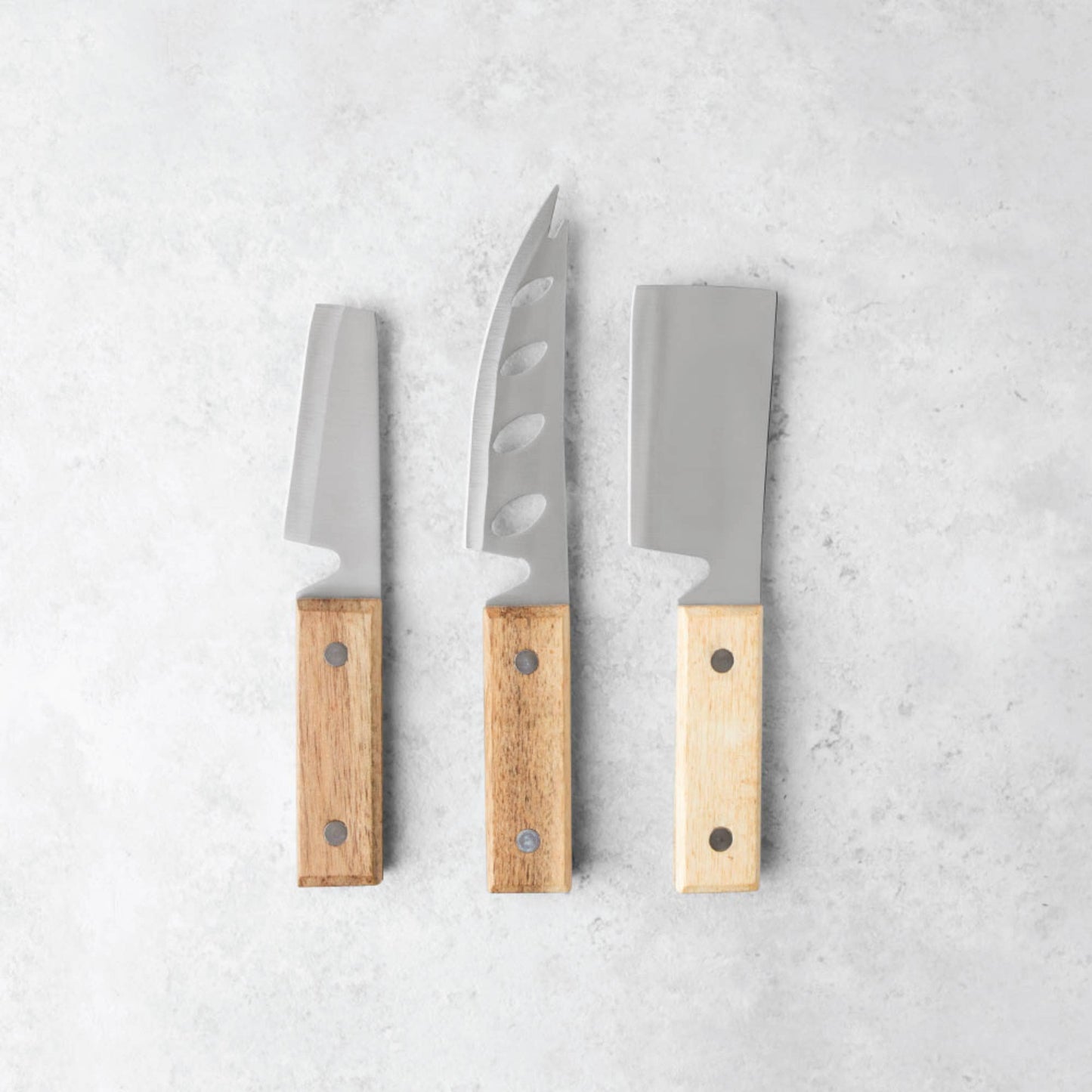 Acacia and Stainless Steel Rustic Cheese Knives Set of 3
