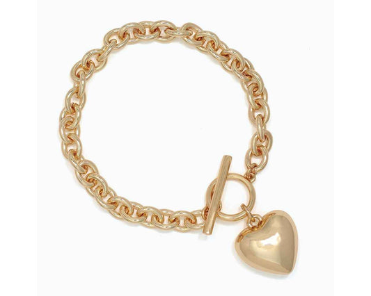 Gold Heart Charm Bracelet