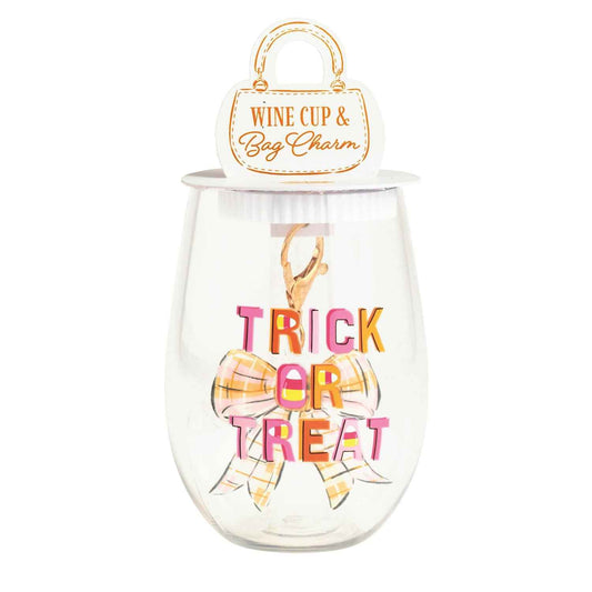Trick or Treat Stemless Wine Cup with Bag Charm