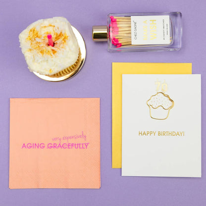 Pide un deseo - Cerillas de seguridad para botellas de vidrio de cumpleaños - Rosa brillante