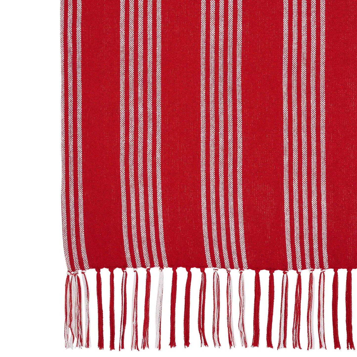 Red Ticking Stripe Woven Throw with Fringe 50x60