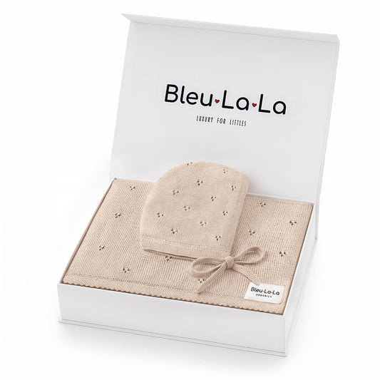Luxury Organic Blanket + Hat Gift Set: Oatmeal