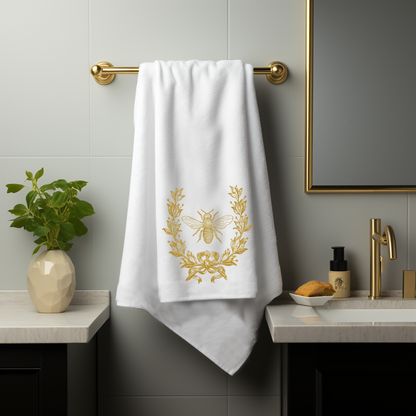 Gold Bee & Crest, French Inspired Luxury Towels, 3 Sizes