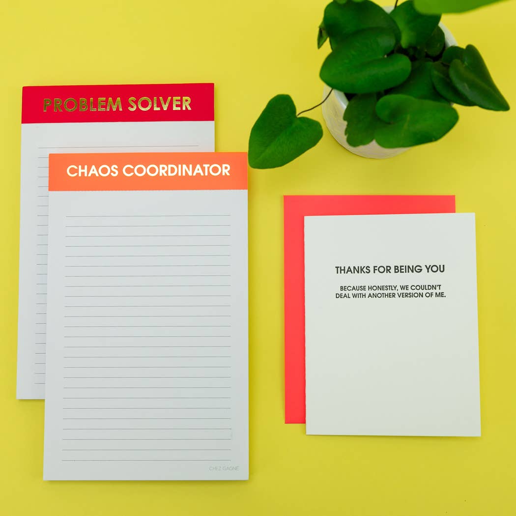 Coordinador del Caos - Bloc de notas rayado - Naranja neón - 65 páginas perforadas - 5x8