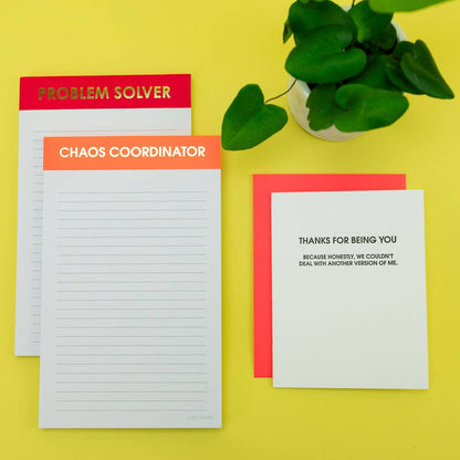 Coordinador del Caos - Bloc de notas rayado - Naranja neón - 65 páginas perforadas - 5x8