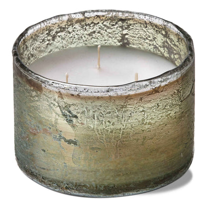 Org Citro Eucalyptus Candle Short Light Green Glass Summer
