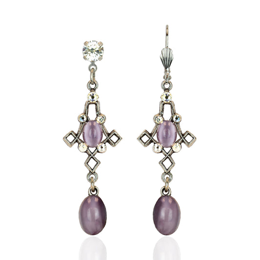 Pendientes colgantes de piedra de cristal color lavanda