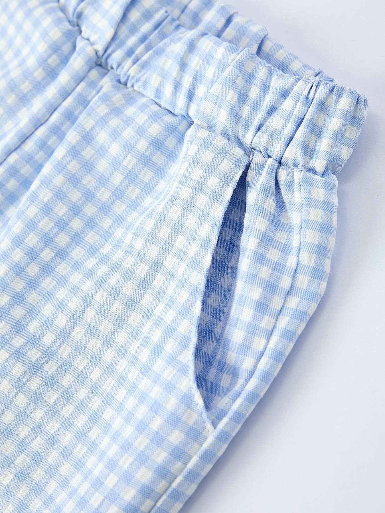 Toddler Boys Summer Crocodile Embroidered Plaid Shorts Set: 2