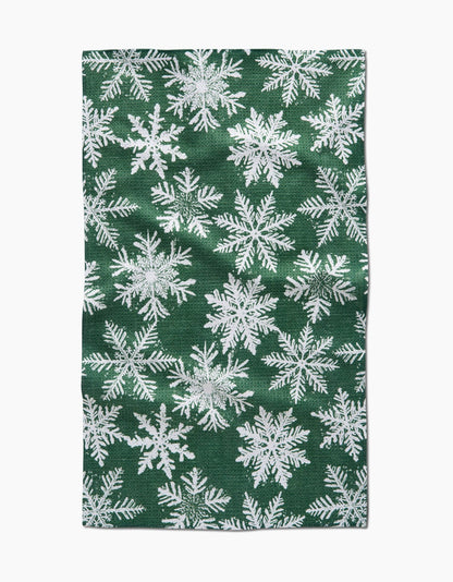 Geometry - Snowy Days Green Tea Towel