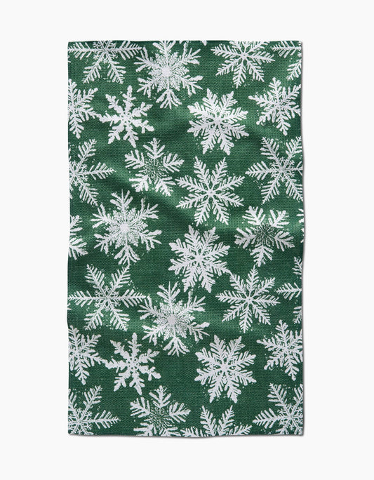 Geometry - Snowy Days Green Tea Towel