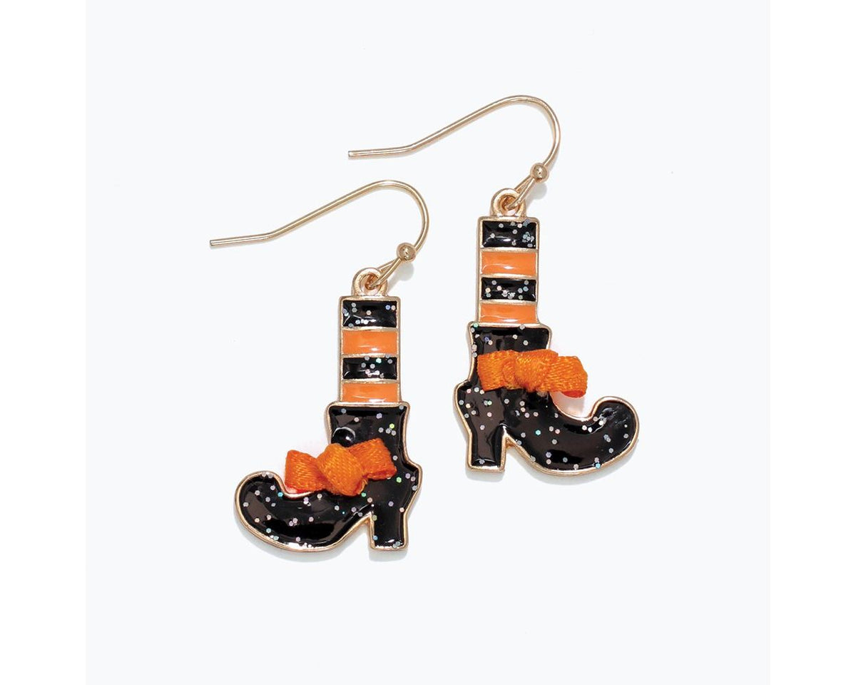 Orange Witch Legs with Bow Earrings