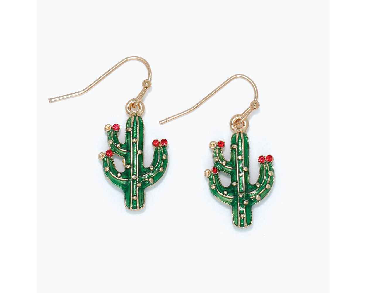 Cactus with Red Crystals Earrings