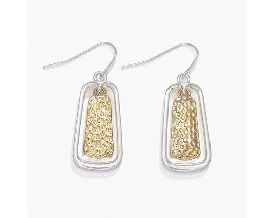 Two-Toned Hammered Dangle Earrings