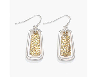 Two-Toned Hammered Dangle Earrings