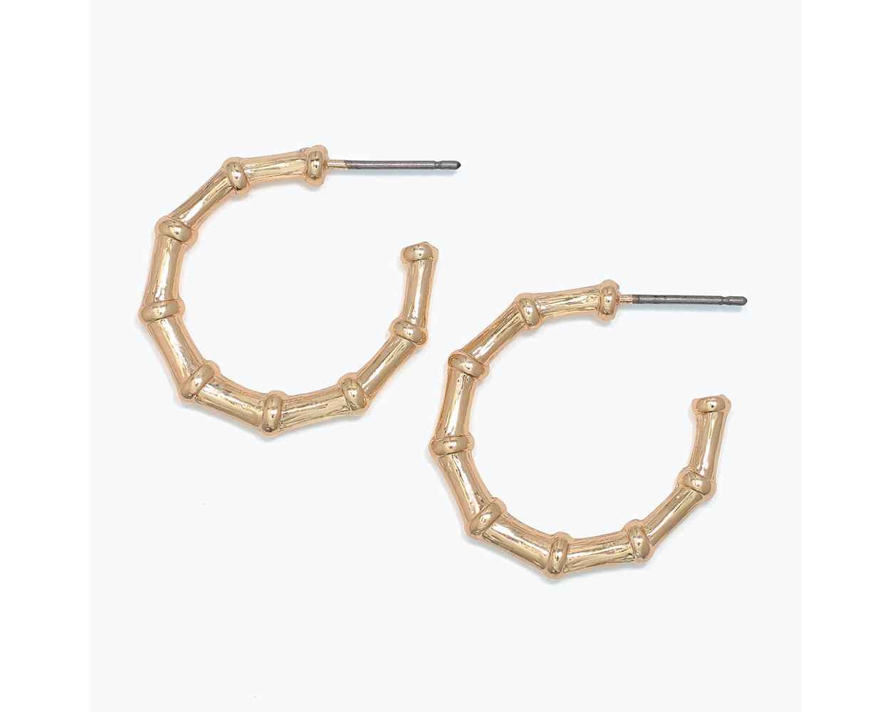 Gold Bamboo Hoop Earrings