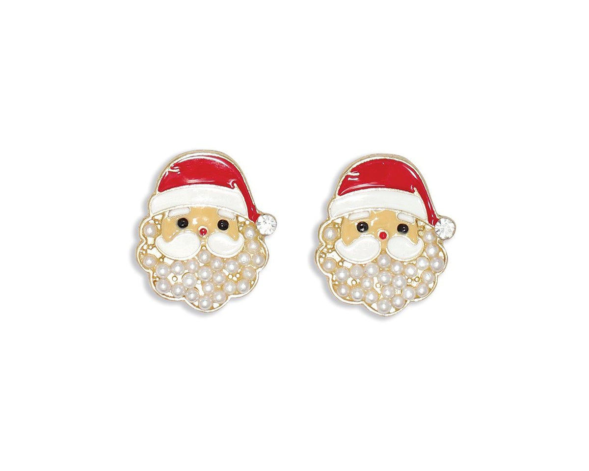Jolly Santa with Pearls Earrings